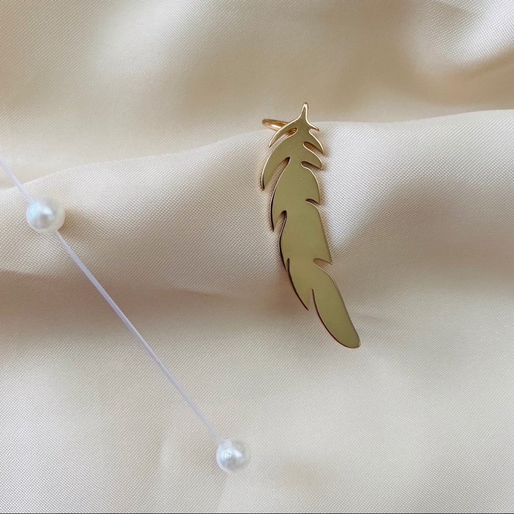 Feather Ear Cuff Metal Boho Chic Single - Picture 6 of 8